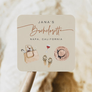 Sticker Carré JADE Bohemian Napa Vin Pays Bachelorette