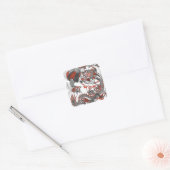Sticker Carré Jade Dragon and Gold Phoenix playing with a pearl  (Enveloppe)