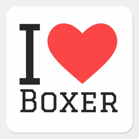 Sticker Carré J'adore boxer (Devant)