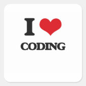 Sticker Carré J'adore Coder (Devant)