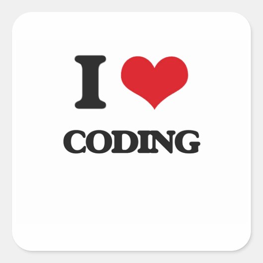 Sticker Carré J'adore Coder (Devant)