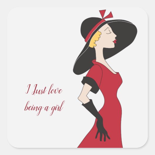 Sticker Carré J'adore être une fille (Devant)
