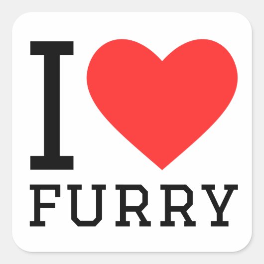 Sticker Carré J'adore furry (Devant)