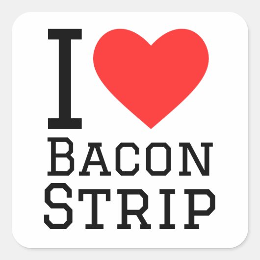 Sticker Carré J'adore la bande de bacon (Devant)