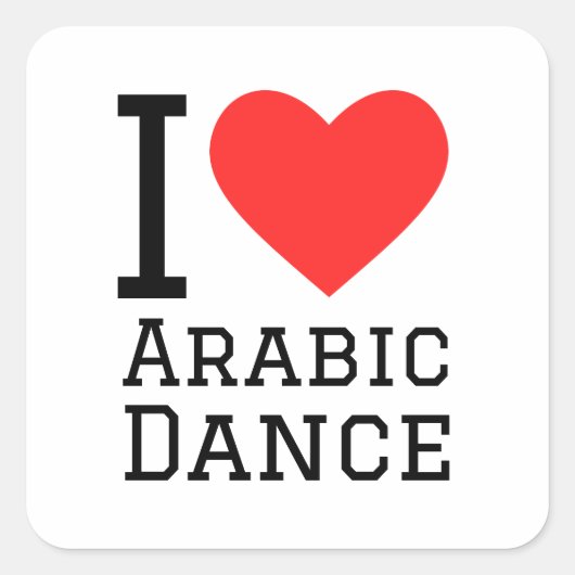 Sticker Carré J'adore la danse arabe (Devant)