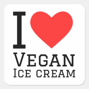 Sticker Carré J'adore la glace végétalienne
