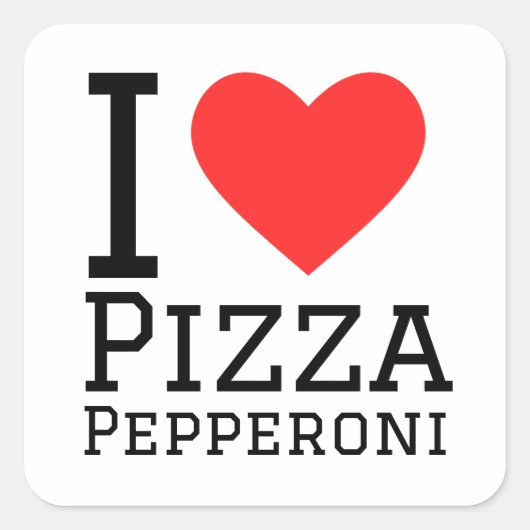 Sticker Carré J'adore la pizza pepperoni (Devant)