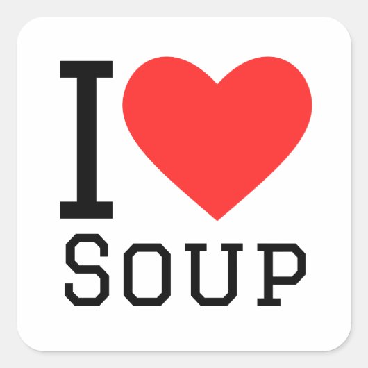 Sticker Carré J'adore la soupe (Devant)