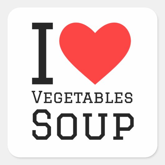 Sticker Carré J'adore la soupe aux légumes (Devant)