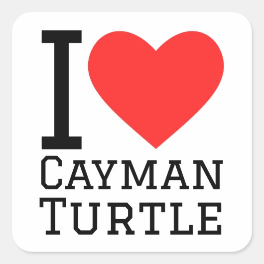 Sticker Carré J'adore la tortue caïman (Devant)