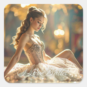 STICKER CARRÉ J'ADORE LE BALLET - BALLET & DANSE