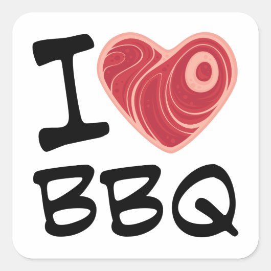 Sticker Carré J'adore le barbecue (Devant)