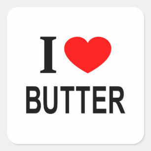 Sticker Carré J'adore le beurre, j'aime le beurre, je ❤️ le beur