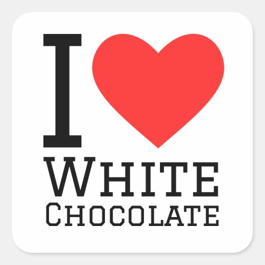 Sticker Carré J'adore le chocolat blanc (Devant)