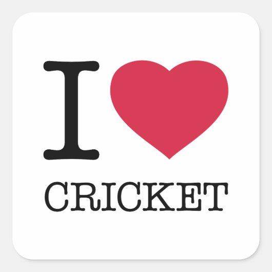 STICKER CARRÉ J'ADORE LE CRICKET (Devant)