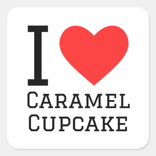 Sticker Carré J'adore le cupcake au caramel (Devant)