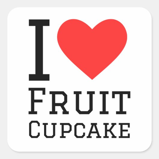 Sticker Carré J'adore le cupcake aux fruits (Devant)