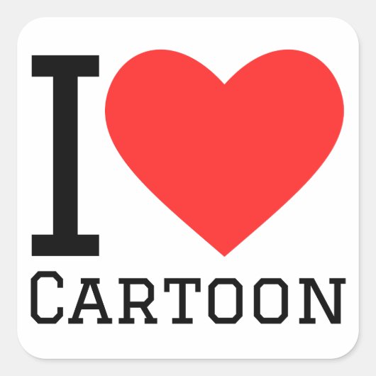 Sticker Carré J'adore le dessin animé (Devant)
