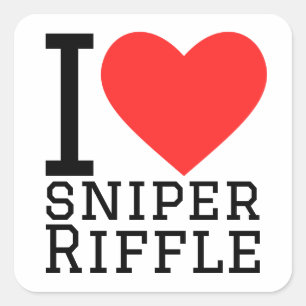 Sticker Carré J'adore le fusil à sniper