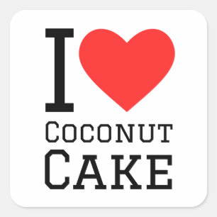 Sticker Carré J'adore le gâteau à la noix de coco