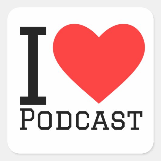 Sticker Carré J'adore le podcast (Devant)