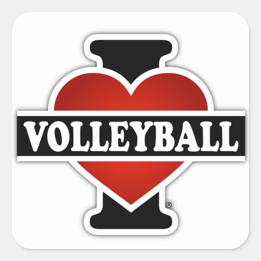 Sticker Carré J'adore le volley-ball (Devant)