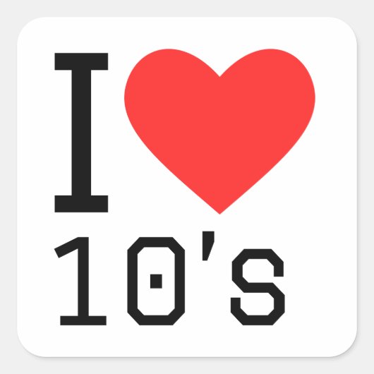 Sticker Carré J'adore les années 10 (Devant)