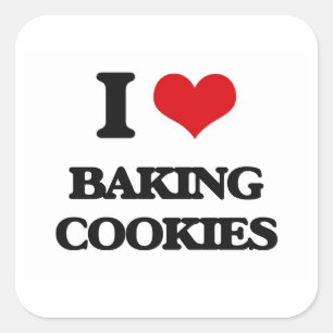 Sticker Carré J'adore les biscuits de cuisine