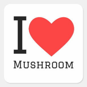 Sticker Carré J'adore les champignons