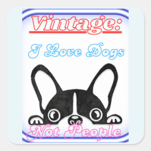 Sticker Carré J'adore les chiens : pas les gens