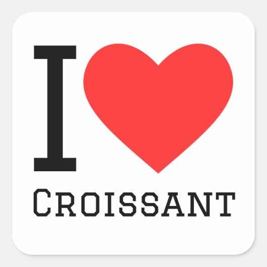 Sticker Carré J'adore les croissants (Devant)