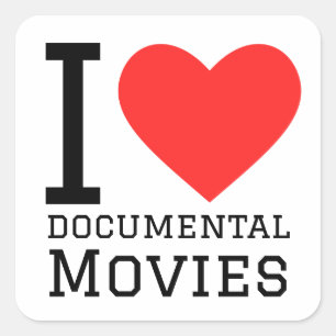 Sticker Carré J'adore les films documentaires
