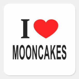 Sticker Carré J'adore les gâteaux de lune J'aime les gâteaux de