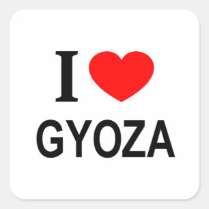 Sticker Carré J'adore les GYOZA J'aime les GYOZA Je ♥ GYOZA