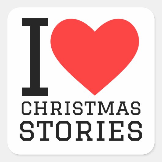 Sticker Carré J'adore les histoires de Noël (Devant)