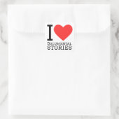 Sticker Carré J'adore les histoires documentaires (Sac)