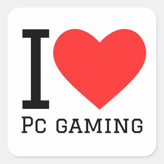 Sticker Carré J'adore les jeux PC (Devant)