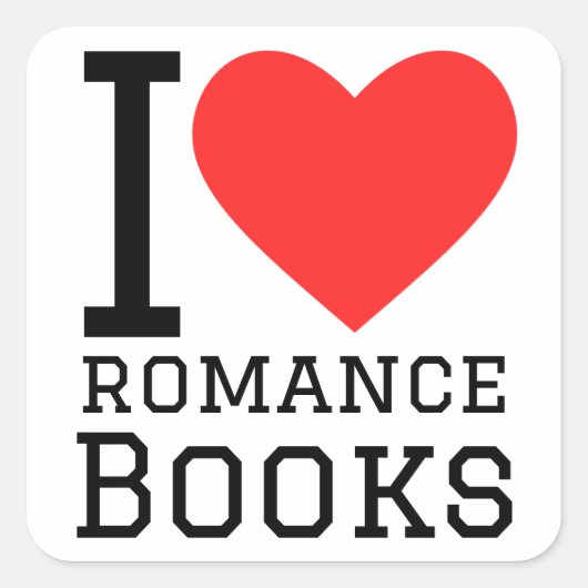 Sticker Carré J'adore les livres de romance (Devant)