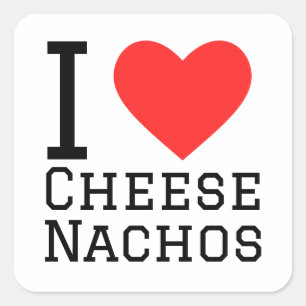 Sticker Carré J'adore les nachos au fromage