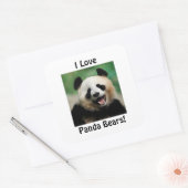 Sticker Carré J'adore les pandas (Enveloppe)