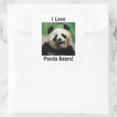 Sticker Carré J'adore les pandas (Sac)