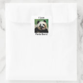 Sticker Carré J'adore les pandas (Sac)