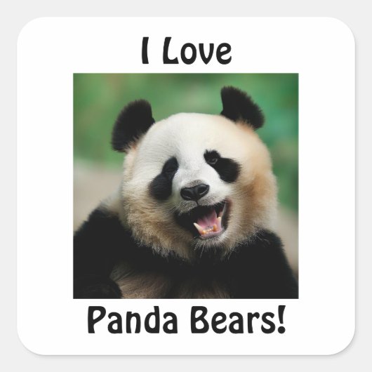 Sticker Carré J'adore les pandas (Devant)