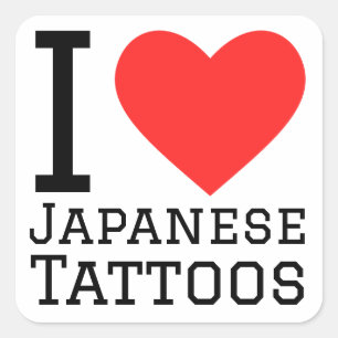 Sticker Carré J'adore les tatouages japonais