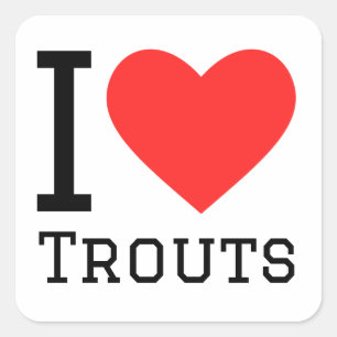 Sticker Carré J'adore les truites