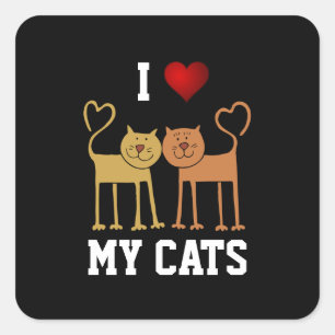 Sticker Carré J'adore mes chats