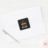 Sticker Carré J'adore mes chats (Enveloppe)