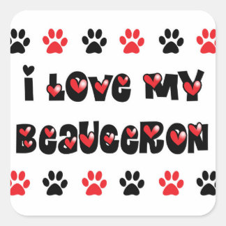 Sticker Carré J'adore mon Beauceron