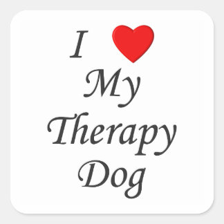 Sticker Carré J'adore mon chien thérapeutique