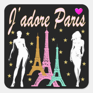 STICKER CARRÉ J'ADORE PARIS EIFFEL TOWER DESIGN
